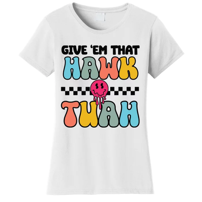 Funny Viral Video Western Humor Country Accent Hawk Tuah Meme Women's T-Shirt