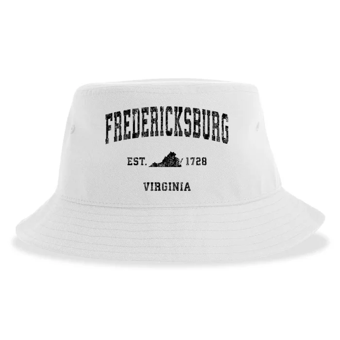 Fredericksburg Virginia Va Vintage Established Athletic Sports Design Sustainable Bucket Hat