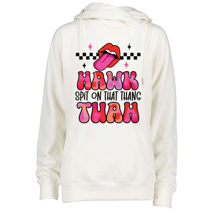 Funny Viral Video Western Humor Country Accent Hawk Tuah Meme Womens Funnel Neck Pullover Hood