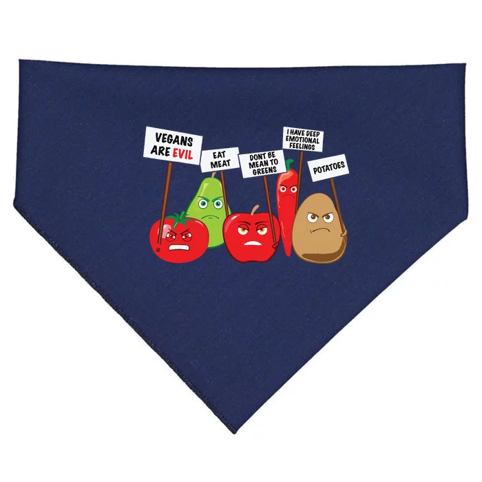 Funny Vegan Vegetables Fruits Protesting Against Vegans USA-Made Doggie Bandana