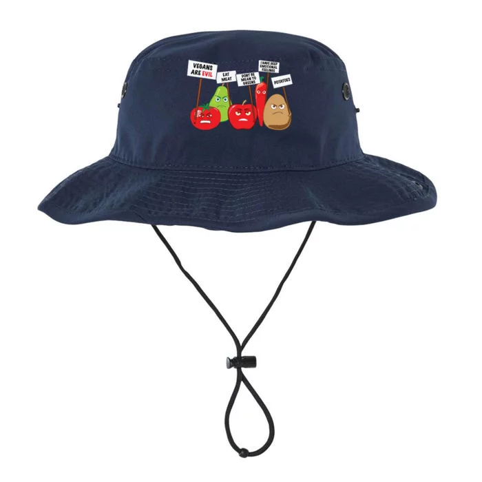 Funny Vegan Vegetables Fruits Protesting Against Vegans Legacy Cool Fit Booney Bucket Hat