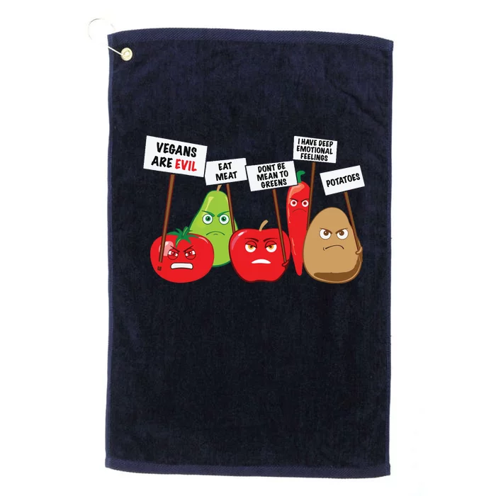 Funny Vegan Vegetables Fruits Protesting Against Vegans Platinum Collection Golf Towel