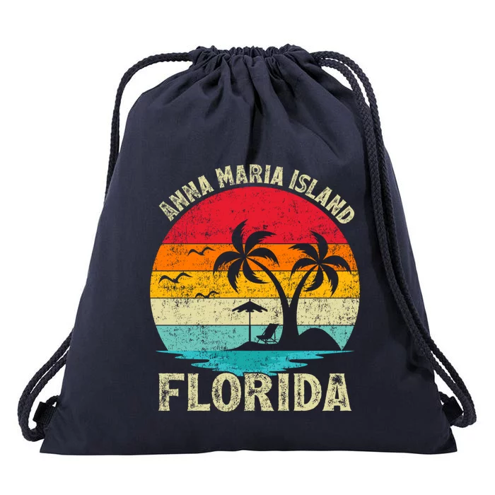 Family Vacation Vintage Retro Florida Anna Maria Island Gift Drawstring Bag