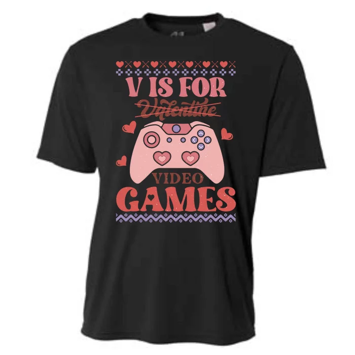 Funny Valentine V Is For Video Games Cooling Performance Crew T-Shirt