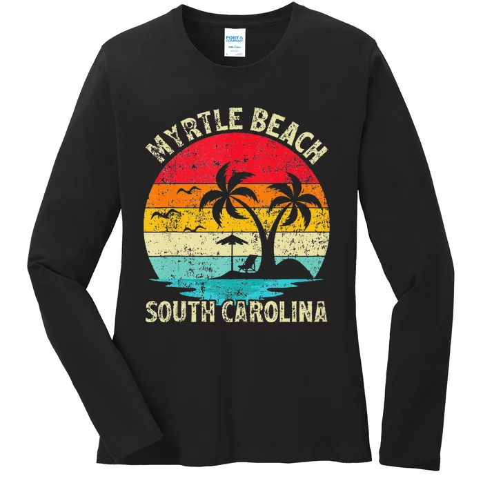 Family Vacation Vintage Retro South Carolina Myrtle Beach Ladies Long Sleeve Shirt