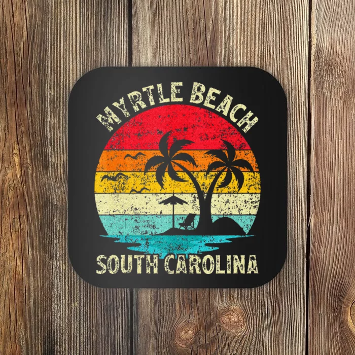 Family Vacation Vintage Retro South Carolina Myrtle Beach Coaster