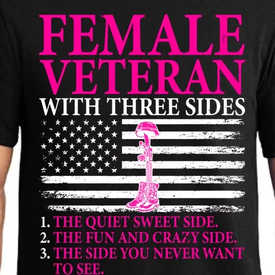 Female Veteran With Three Sides Women Veteran Mother Grandma Pajama Set