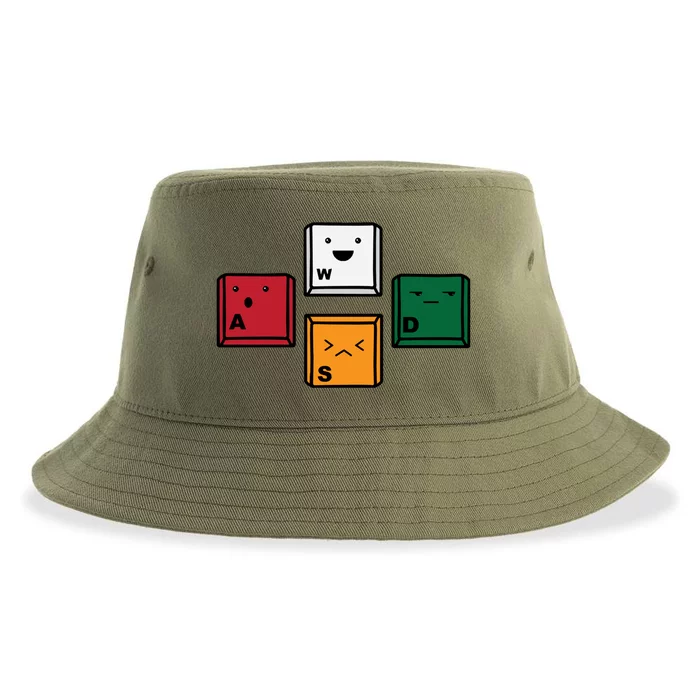 Funny Vintage Wasd Pc Gamers Funny Gift For Gamers Gaming Gift Sustainable Bucket Hat