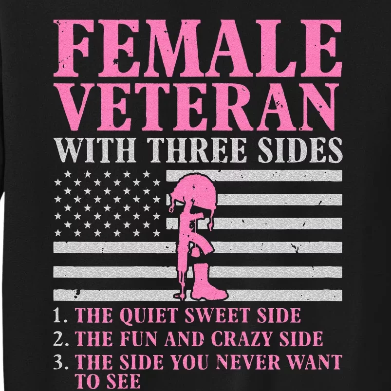 Female Veteran With Three Sides Women Veteran Mother Grandma Sweatshirt