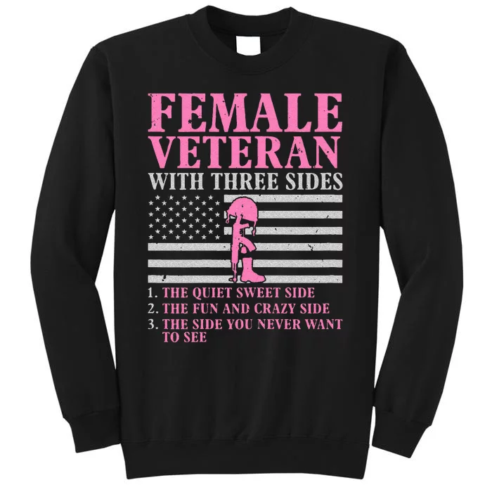 Female Veteran With Three Sides Women Veteran Mother Grandma Sweatshirt