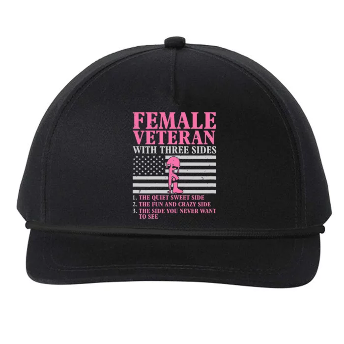 Female Veteran With Three Sides Women Veteran Mother Grandma Snapback Five-Panel Rope Hat