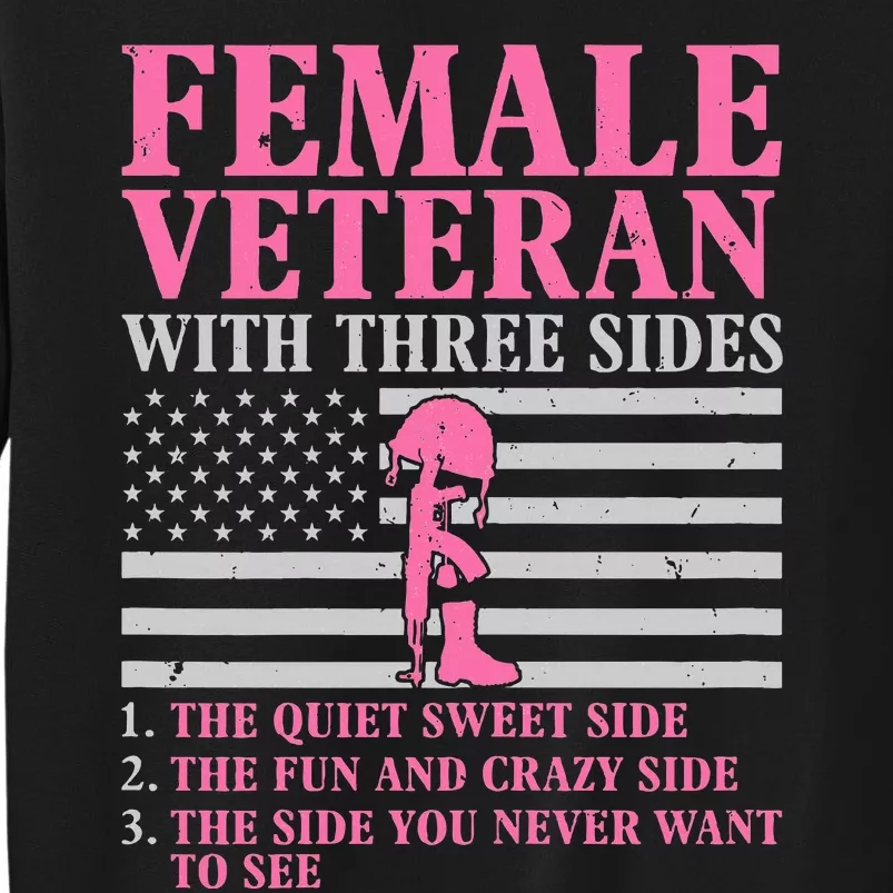 Female Veteran With Three Sides Women Veteran Mother Grandma Sweatshirt