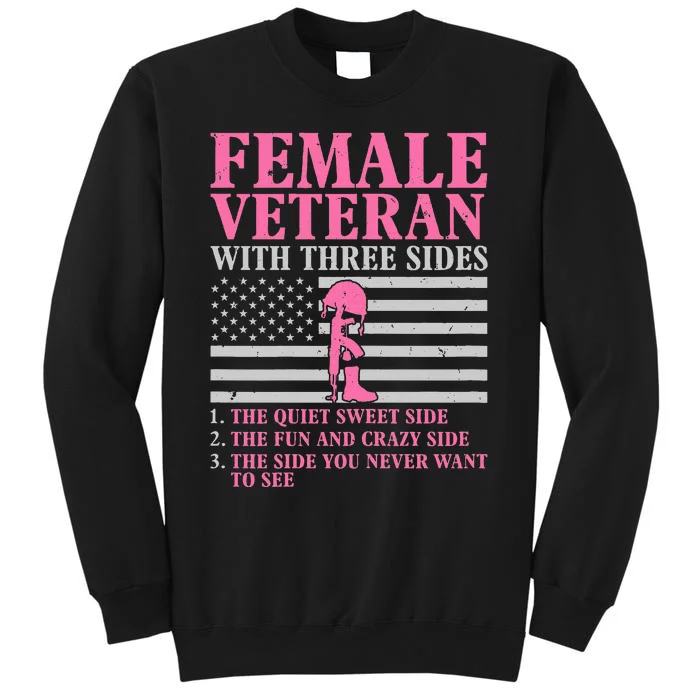 Female Veteran With Three Sides Women Veteran Mother Grandma Sweatshirt