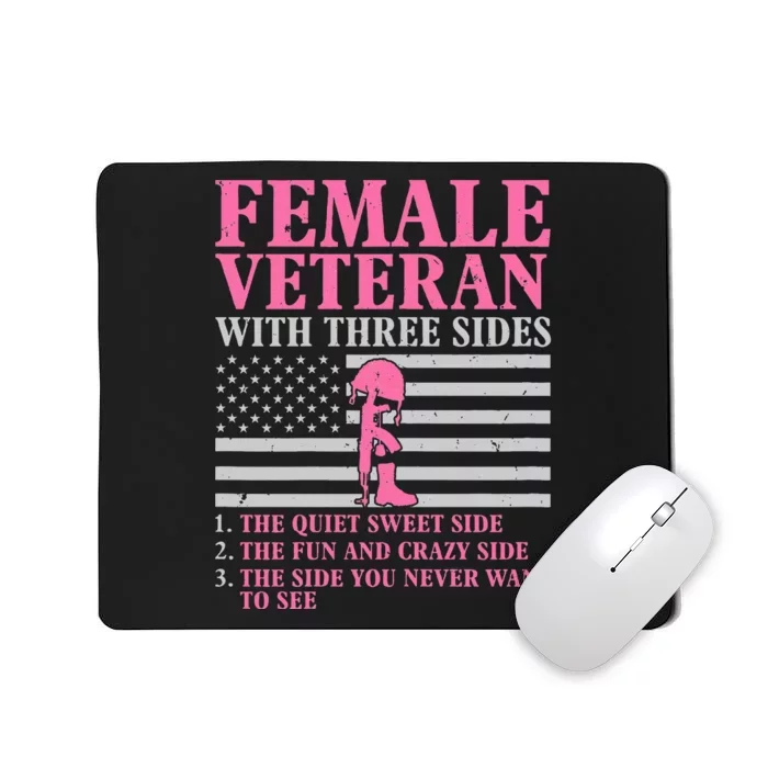 Female Veteran With Three Sides Women Veteran Mother Grandma Mousepad