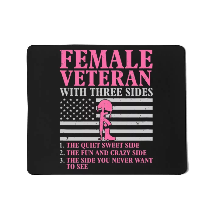 Female Veteran With Three Sides Women Veteran Mother Grandma Mousepad