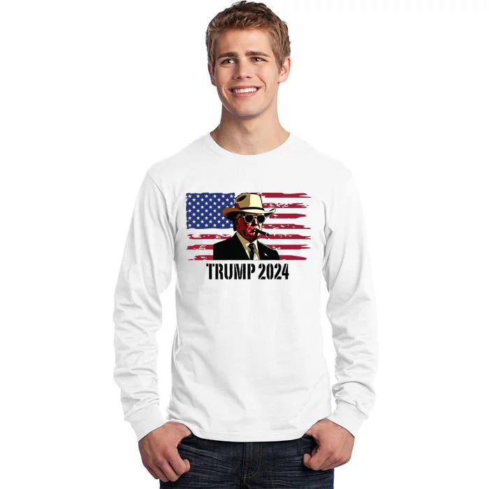 Funny Vintage Western Trump Cowboy Trump Daddy Tall Long Sleeve T-Shirt