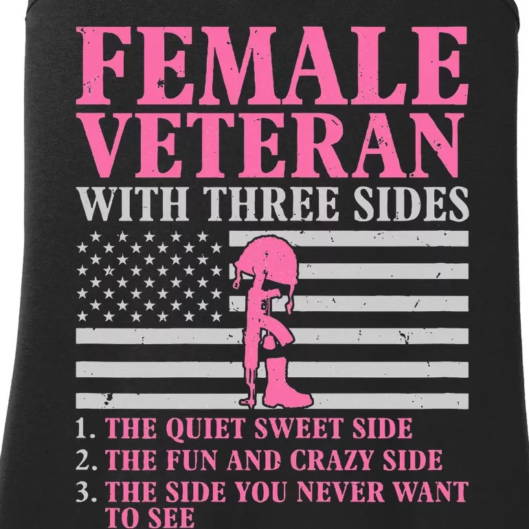 Female Veteran With Three Sides Women Veteran Mother Grandma Ladies Essential Tank