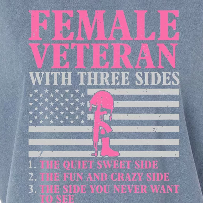 Female Veteran With Three Sides Women Veteran Mother Grandma Garment-Dyed Women's Muscle Tee