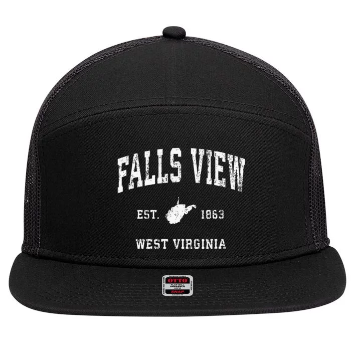 Falls View West Virginia Wv Vintage Athletic Sports Design 7 Panel Mesh Trucker Snapback Hat