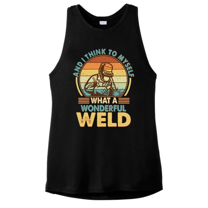 Funny Vintage What A Wonderful Weld Ladies Tri-Blend Wicking Tank