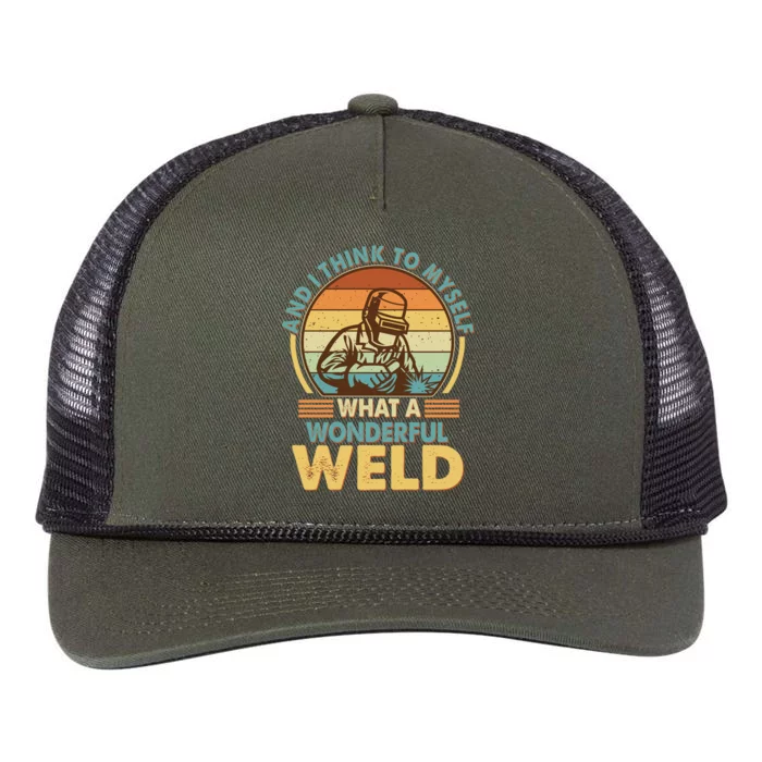 Funny Vintage What A Wonderful Weld Retro Rope Trucker Hat Cap