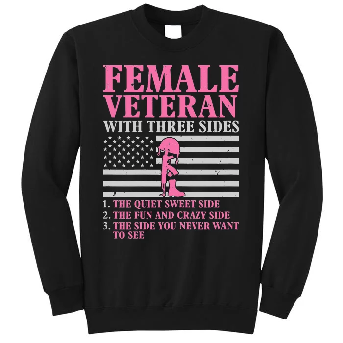 Female Veteran with Three Sides  Veteran Mother Grandma Sweatshirt