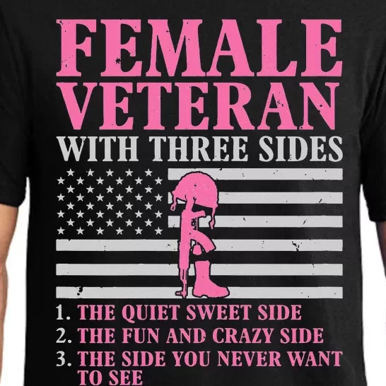 Female Veteran with Three Sides  Veteran Mother Grandma Pajama Set