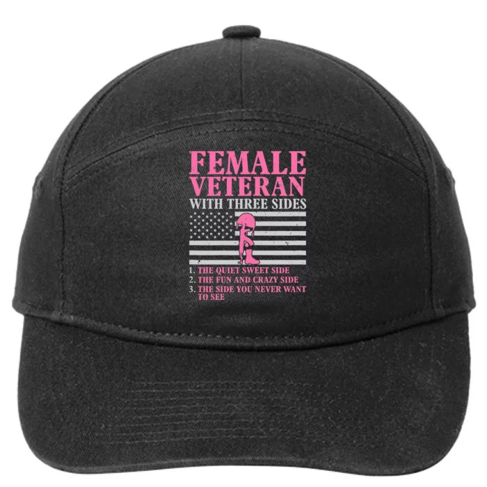 Female Veteran With Three Sides Veteran Mother Grandma 7-Panel Snapback Hat