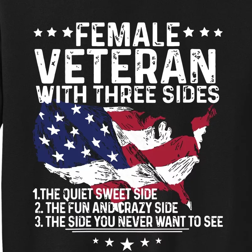 Female Veteran With Three Sides Women Veteran American Flag Sweatshirt