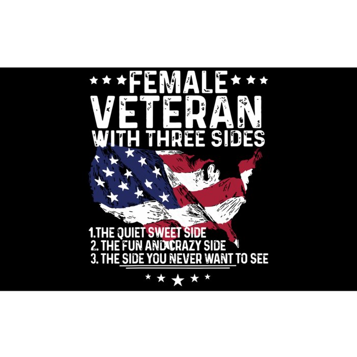 Female Veteran With Three Sides Women Veteran American Flag Bumper Sticker