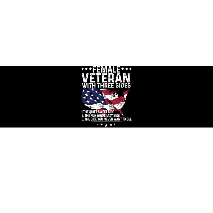 Female Veteran With Three Sides Women Veteran American Flag Bumper Sticker