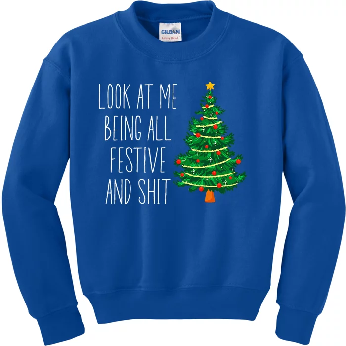 Funny Vintage Xmas Look At Me Being All Festive And Shit Kids Sweatshirt