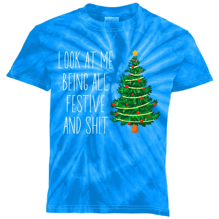 Funny Vintage Xmas Look At Me Being All Festive And Shit Kids Tie-Dye T-Shirt