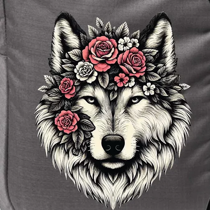 Floral Wolf Animal Cute Botanical Wolf Flowers Wolf Lovers Impact Tech Backpack