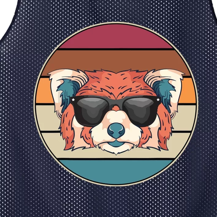 Funny Wild Animal Zoo Keeper Gift Retro Sunglasses Red Panda Mesh Reversible Basketball Jersey Tank