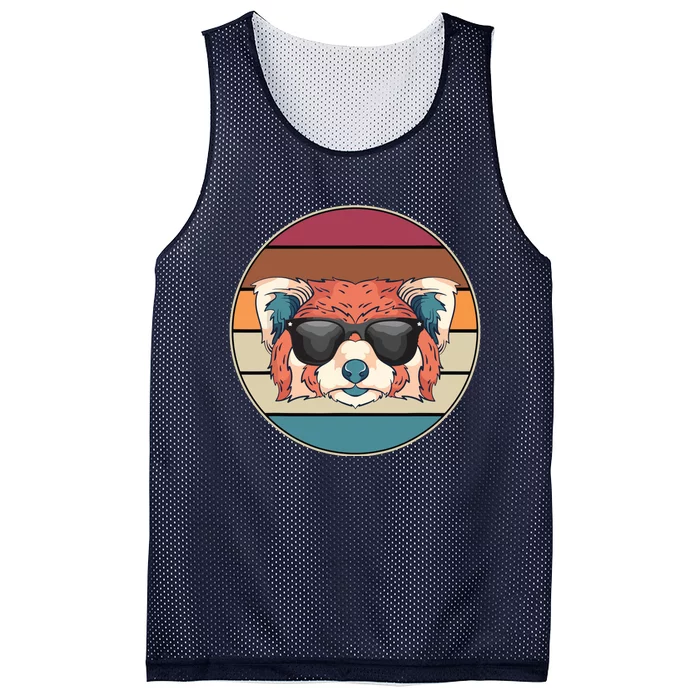 Funny Wild Animal Zoo Keeper Gift Retro Sunglasses Red Panda Mesh Reversible Basketball Jersey Tank