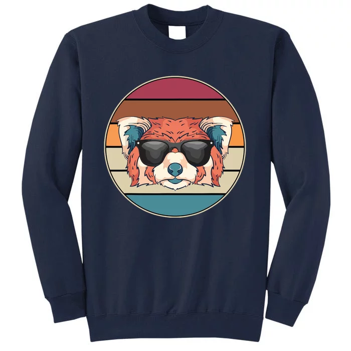 Funny Wild Animal Zoo Keeper Gift Retro Sunglasses Red Panda Tall Sweatshirt