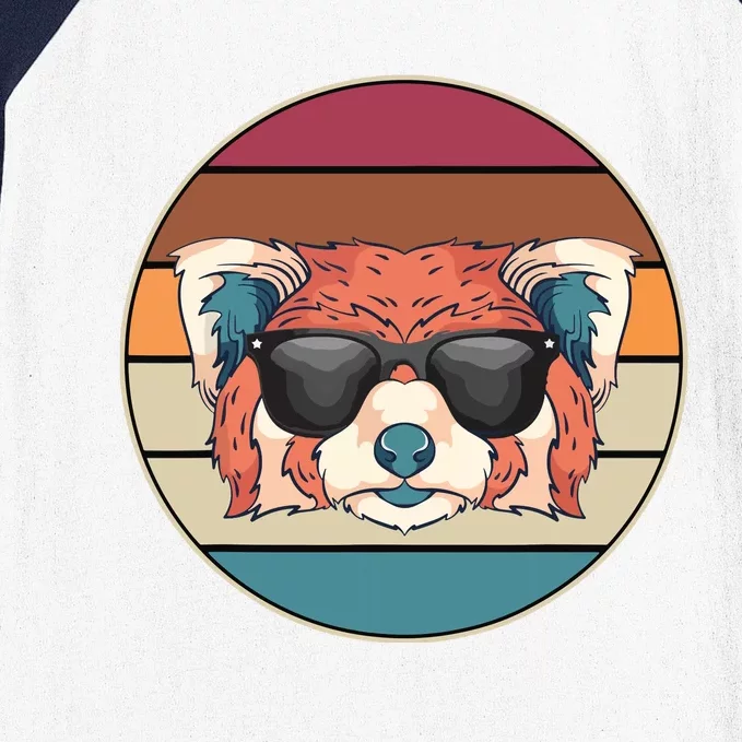 Funny Wild Animal Zoo Keeper Gift Retro Sunglasses Red Panda Baseball Sleeve Shirt