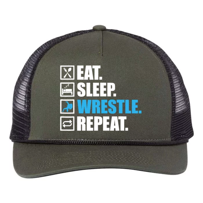 Funny Wrestling Art For Wrestle Athlete Wrestling Retro Rope Trucker Hat Cap