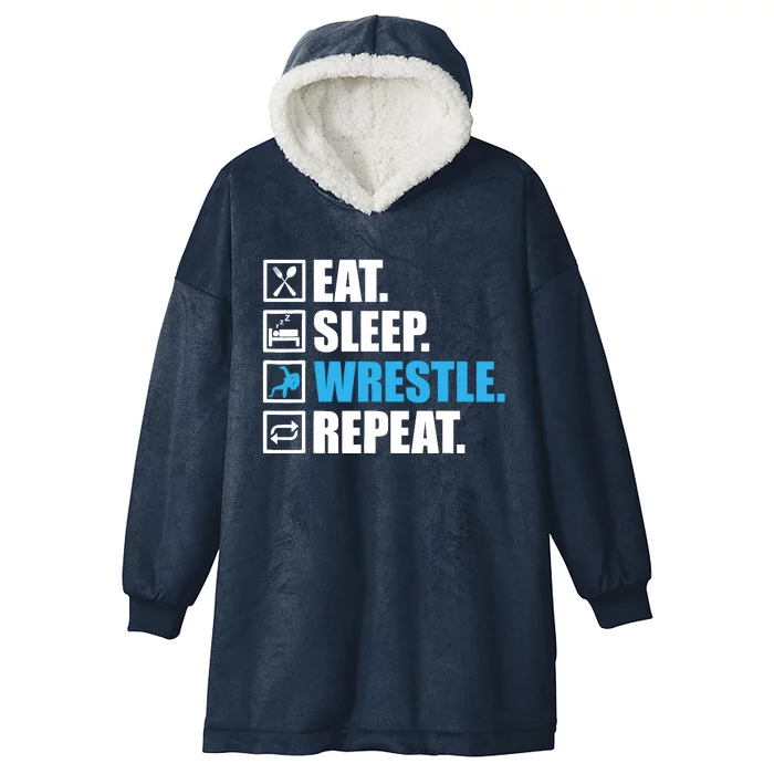 Funny Wrestling Art For Wrestle Athlete Wrestling Hooded Wearable Blanket