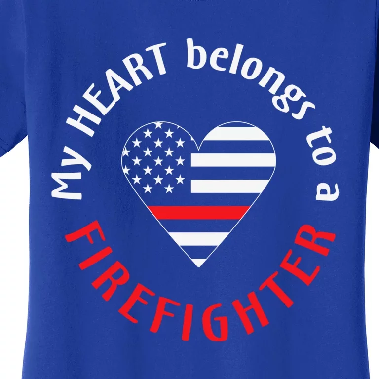 Firefighter Wife American Flag Fire Thin Red Line Fire Gift Women's T-Shirt