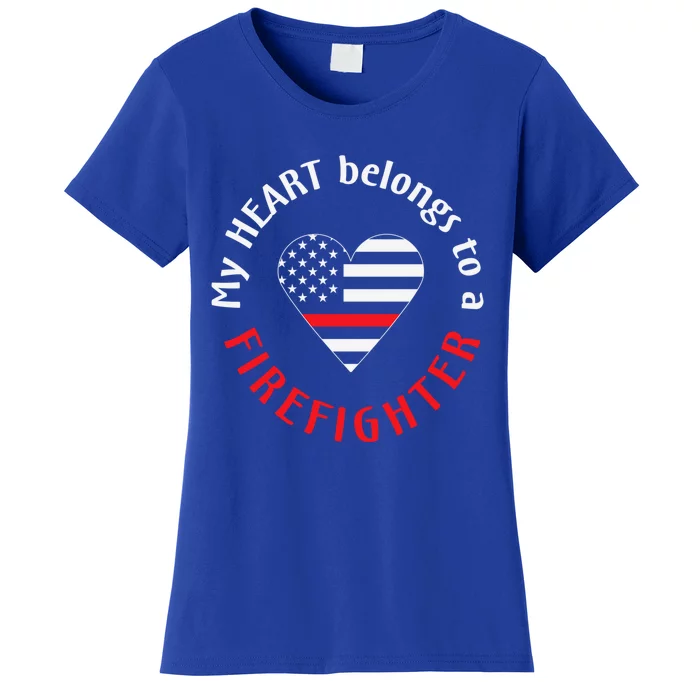 Firefighter Wife American Flag Fire Thin Red Line Fire Gift Women's T-Shirt