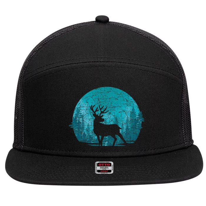 Forest Wildlife Animal Lover Deer Outdoors Trees Nature 7 Panel Mesh Trucker Snapback Hat