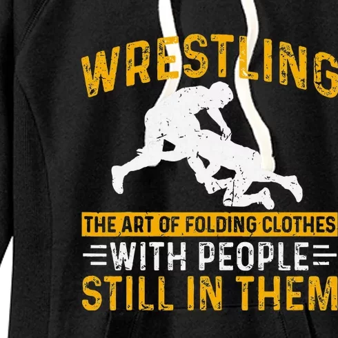 Funny Wrestling Art Of Folding Clothes With People In Them Women's Fleece Hoodie