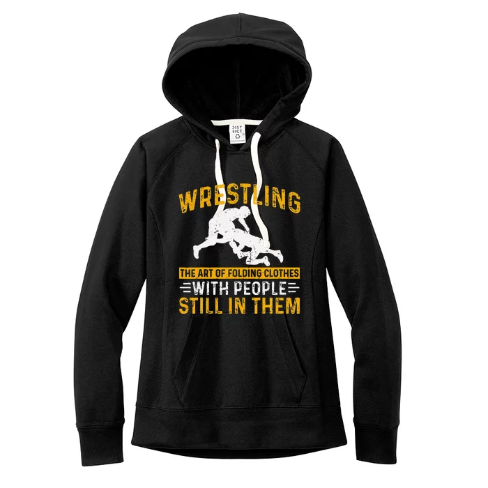 Funny Wrestling Art Of Folding Clothes With People In Them Women's Fleece Hoodie