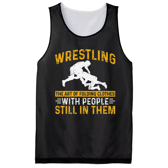 Funny Wrestling Art Of Folding Clothes With People In Them Mesh Reversible Basketball Jersey Tank