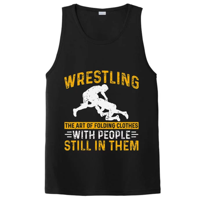 Funny Wrestling Art Of Folding Clothes With People In Them Performance Tank