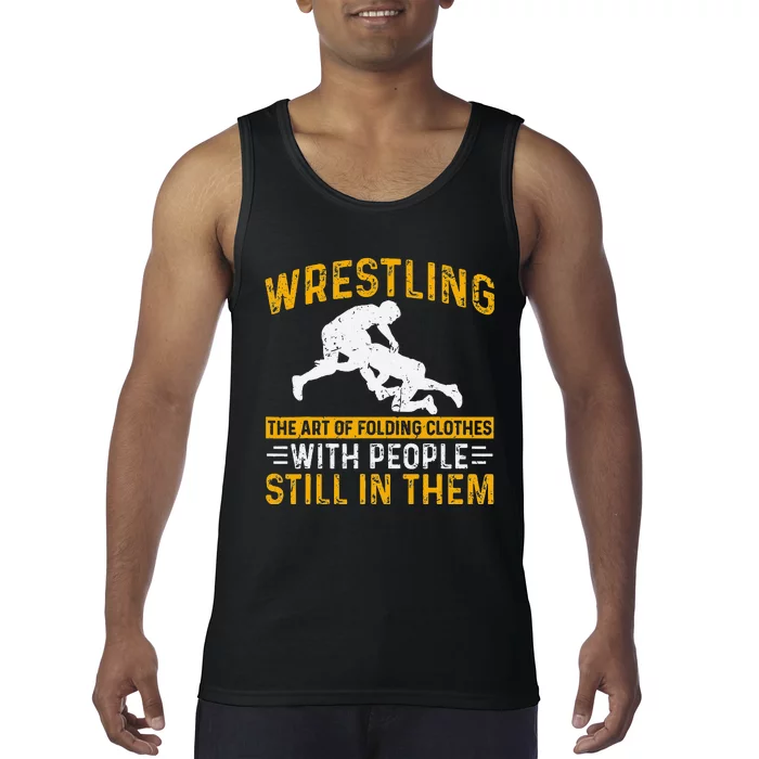 Funny Wrestling Art Of Folding Clothes With People In Them Tank Top