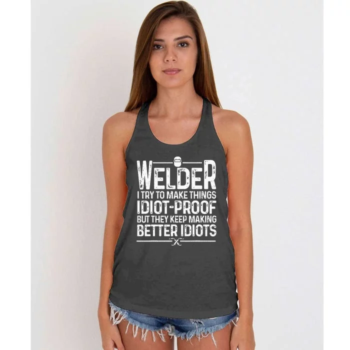 Funny Welder Art For Wo TIGMIG Welding Steel Lovers Women's Knotted Racerback Tank