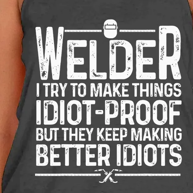 Funny Welder Art For Wo TIGMIG Welding Steel Lovers Women's Knotted Racerback Tank